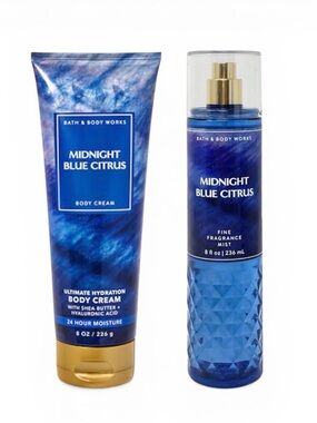 Bath & Body Works Women Midnight Blue Citrus Set Mist & Body Cream New